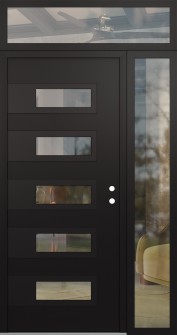 Diamond D3 50" x 96" black/black clear Glass Panel black LHI with Sidelite and Transom clear Glass