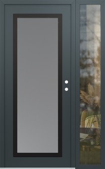 Diamond C1 52" x 80" anthracite/anthracite frosted Glass Panel black LHI with Sidelite clear Glass