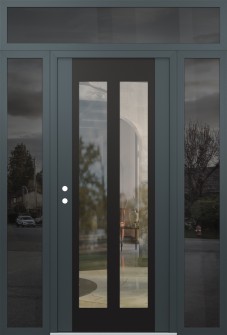 Diamond C14 60" x 96" anthracite/anthracite clear Glass Panel black RHI with 2 Sidelites and Transom mirrored Glass