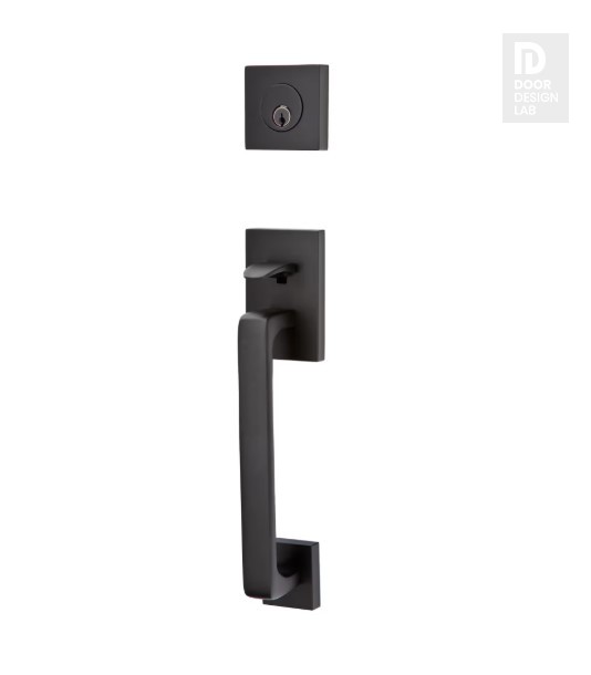 EMTEK BADEN DOUBLE CYLINDER KEYD 4830 FLAT BLACK US19 for Steel Front Doors