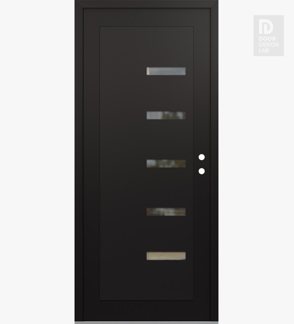 Modern Steel Front Door Diamond C8 36" x 80" black/black clear Glass Panel black LHI