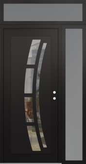 Diamond C12 48" x 96" black/black clear Glass Panel black LHI with Sidelite and Transom frosted Glass