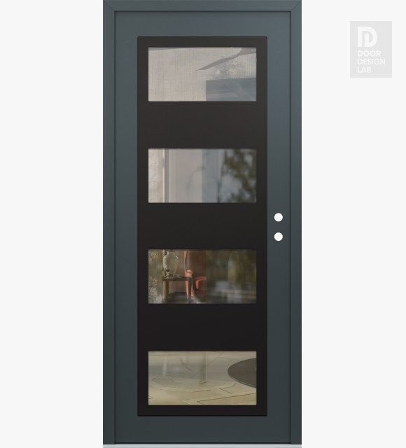 Modern Steel Front Door Diamond C2 36" x 80" anthracite/anthracite clear Glass Panel black LHI