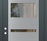 Modern Steel Front Door Diamond C10 36" x 96" anthracite/anthracite clear Glass Panel stainless steel RHI with Transom clear Glass