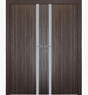 Unica 208 Vetro Gray Oak Double doors