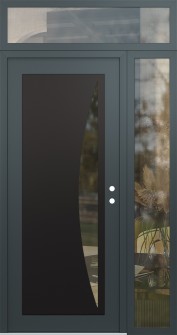 Diamond C13 48" x 96" anthracite/anthracite clear Glass Panel black LHI with Sidelite and Transom clear Glass