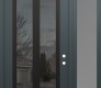 Modern Steel Front Door Diamond C14 48" x 96" anthracite/anthracite mirrored Glass Panel black LHI with Sidelite and Transom frosted Glass