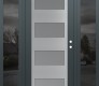 Modern Steel Front Door Diamond C2 60" x 80" anthracite/anthracite frosted Glass Panel stainless steel LHI with 2 Sidelites mirrored Glass
