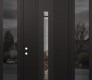 Modern Steel Front Door DIAMOND A3 68" X 96" BLACK/BLACK CLEAR GLASS PANEL BLACK RHI WITH 2 SIDELITES AND TRANSOM MIRRORED GLASS
