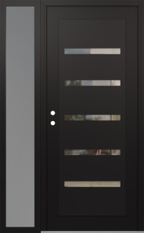 Diamond C7 52" x 80" black/black clear Glass Panel black RHI with Sidelite frosted Glass