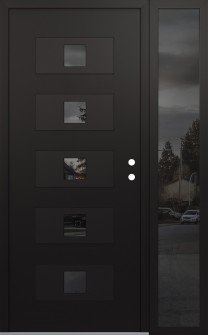 Diamond D8 48" x 80" black/black mirrored Glass Panel black LHI with Sidelite mirrored Glass