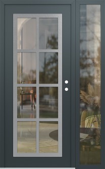 Diamond C16 48" x 80" anthracite/anthracite clear Glass Panel stainless steel LHI with Sidelite clear Glass