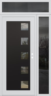 Diamond C5 50" x 96" white/white clear Glass Panel black LHI with Sidelite and Transom mirrored Glass