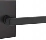 Modern Steel Front Door EMTEK BRESLIN LEVER WITH MODERN RECTANGULAR ROSETTE PRIVACY RH FLAT BLACK (US19) 5212