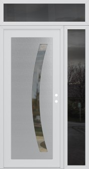 Diamond C4 52" x 96" white/white clear Glass Panel stainless steel LHI with Sidelite and Transom mirrored Glass
