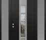 DIAMOND A9 60" X 96" BLACK/BLACK CLEAR GLASS PANEL STAINLESS STEEL LHI WITH 2 SIDELITES AND TRANSOM FROSTED GLASS