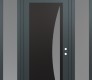 Modern Steel Front Door Diamond C13 68" x 96" anthracite/anthracite frosted Glass Panel black LHI with 2 Sidelites and Transom frosted Glass