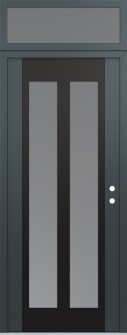Diamond C14 36" x 96" anthracite/anthracite frosted Glass Panel black LHI with Transom frosted Glass