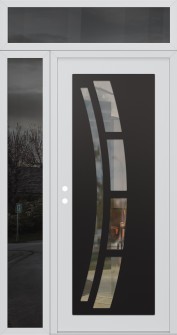 Diamond C12 52" x 96" white/white clear Glass Panel black RHI with Sidelite and Transom mirrored Glass