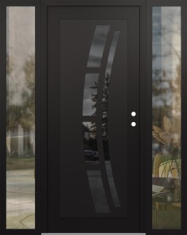 Diamond C12 68" x 80" black/black mirrored Glass Panel black LHI with 2 Sidelites clear Glass