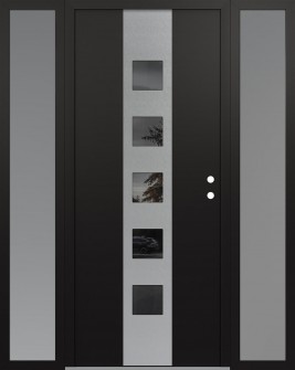 DIAMOND A13 60" X 80" BLACK/BLACK MIRRORED GLASS PANEL STAINLESS STEEL LHI WITH 2 SIDELITES FROSTED GLASS