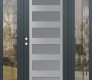 Modern Steel Front Door Diamond C9 64" x 80" anthracite/anthracite frosted Glass Panel stainless steel RHI with 2 Sidelites clear Glass
