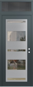 Diamond C10 36" x 96" anthracite/anthracite clear Glass Panel stainless steel LHI with Transom mirrored Glass