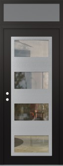 Diamond C2 36" x 96" black/black clear Glass Panel stainless steel RHI with Transom frosted Glass