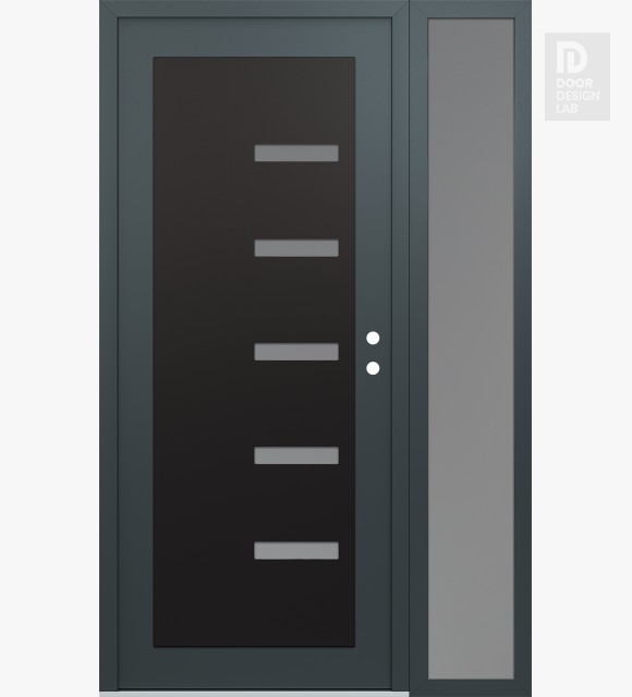 Modern Steel Front Door Diamond C8 48" x 80" anthracite/anthracite frosted Glass Panel black LHI with Sidelite frosted Glass