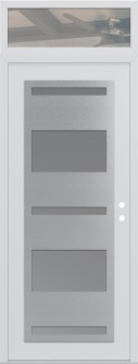 Diamond C10 36" x 96" white/white frosted Glass Panel stainless steel LHI with Transom clear Glass