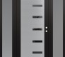 Modern Steel Front Door Diamond C8 60" x 80" black/black mirrored Glass Panel stainless steel LHI with 2 Sidelites frosted Glass