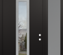 DIAMOND A11 48" X 96" BLACK/BLACK CLEAR GLASS PANEL STAINLESS STEEL RHI WITH SIDELITE AND TRANSOM FROSTED GLASS