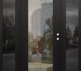 Modern Steel Front Door Diamond C1 68" x 80" black/black clear Glass Panel black LHI with 2 Sidelites mirrored Glass