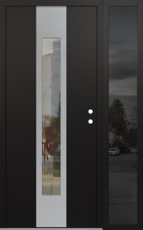 DIAMOND A1 50" X 80" BLACK/BLACK CLEAR GLASS PANEL STAINLESS STEEL LHI WITH SIDELITE MIRRORED GLASS