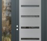 Modern Steel Front Door Diamond C7 48" x 96" anthracite/anthracite mirrored Glass Panel stainless steel RHI with Sidelite and Transom clear Glass