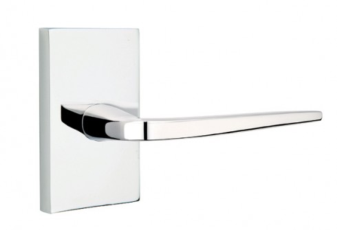 EMTEK ATHENA LEVER WITH MODERN RECTANGULAR ROSETTE PASSAGE LH POLISHED CHROME (US26) 5112