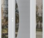 Modern Steel Front Door Diamond C13 68" x 80" white/white clear Glass Panel stainless steel RHI with 2 Sidelites clear Glass
