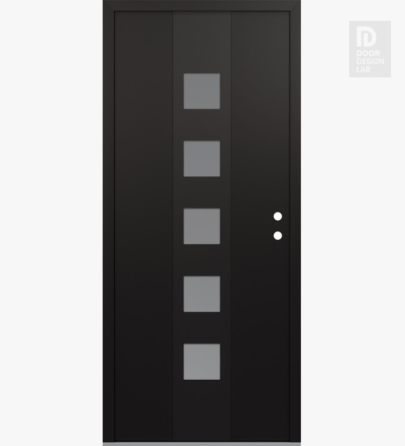 Modern Steel Front Door DIAMOND A13 36" X 80" BLACK/WHITE FROSTED GLASS PANEL BLACK LHI