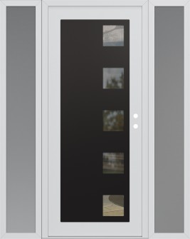 Diamond C5 64" x 80" white/white clear Glass Panel black LHI with 2 Sidelites frosted Glass