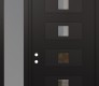 Modern Steel Front Door Diamond D8 52" x 96" black/black clear Glass Panel black RHI with Sidelite and Transom frosted Glass