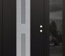 Modern Steel Front Door DIAMOND A6 48" X 80" BLACK/WHITE FROSTED GLASS PANEL STAINLESS STEEL LHI WITH SIDELITE MIRRORED GLASS