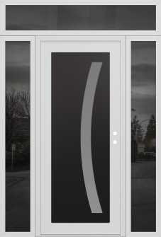 Diamond C4 64" x 96" white/white frosted Glass Panel black LHI with 2 Sidelites and Transom mirrored Glass