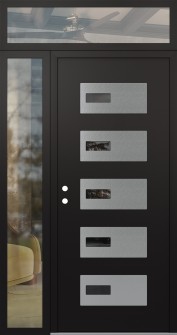 Diamond D7 50" x 96" black/black mirrored Glass Panel stainless steel RHI with Sidelite and Transom clear Glass