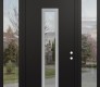 DIAMOND A11 64" X 96" BLACK/BLACK CLEAR GLASS PANEL STAINLESS STEEL RHI WITH 2 SIDELITES AND TRANSOM CLEAR GLASS