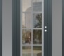Modern Steel Front Door Diamond C16 60" x 80" anthracite/anthracite clear Glass Panel stainless steel LHI with 2 Sidelites frosted Glass