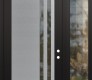 Modern Steel Front Door Diamond C6 48" x 96" black/black clear Glass Panel stainless steel LHI with Sidelite and Transom clear Glass
