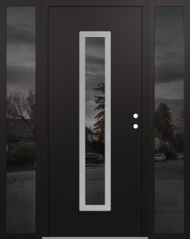 DIAMOND A11 64" X 80" BLACK/BLACK MIRRORED GLASS PANEL STAINLESS STEEL LHI WITH 2 SIDELITES MIRRORED GLASS