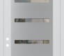 Modern Steel Front Door Diamond C7 36" x 96" white/white clear Glass Panel stainless steel RHI with Transom mirrored Glass