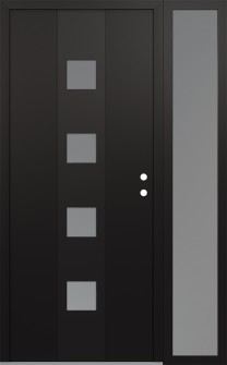 DIAMOND A12 48" X 80" BLACK/WHITE FROSTED GLASS PANEL BLACK LHI WITH SIDELITE FROSTED GLASS