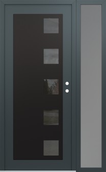 Diamond C5 52" x 80" anthracite/anthracite mirrored Glass Panel black LHI with Sidelite frosted Glass
